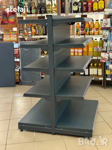 Островни стелажи за магазин в тъмно сив мат - Еко Лайн/НОВИ/ПРОМОЦИЯ, снимка 7 - Стелажи и щандове - 50869312