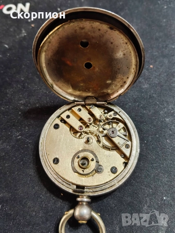 Швейцарски СРЕБЪРЕН джобен часовник 1900г. с ключе - 10 РУБИНА ПРОМОЦИЯ, снимка 9 - Джобни - 50419600