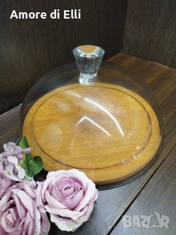 Луксозен сет за сервиране: Масивна дървена дъска с дебел стъклен капак, снимка 3 - Прибори за хранене, готвене и сервиране - 53918227