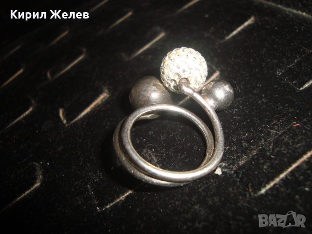 СТАР СРЕБЪРЕН ВИНТИДЖ ТОПЧЕСТ АРТ ДИЗАЙНЕРСКИ ПРЪСТЕН с БЯЛ ЕМАЙЛ и КРИСТАЛЧЕТА 19446, снимка 13 - Пръстени - 31595555