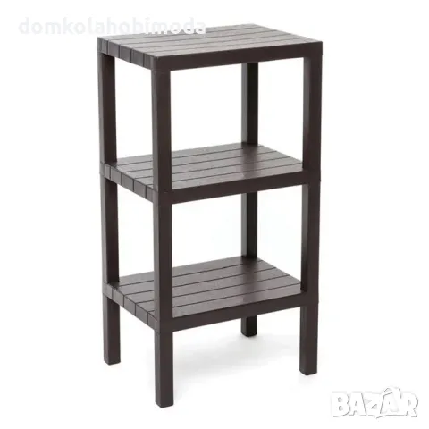 Етажерка с 3 етажа, Пластмаса, до 60 кг. Черен дървен ефект 38x29x73,5 см