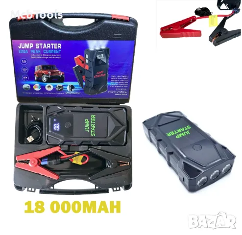 Мултифункционален автомобилен стартер Jump Starter 18000mAh, 12V, Максимален ток 2000A