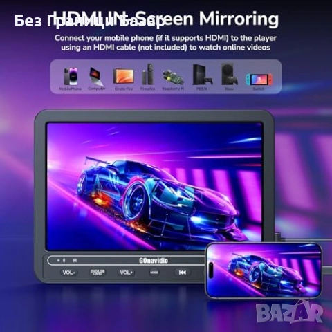 Нов Автомобилен DVD плейър 10.1 с HDMI USB TF карта за деца кола автомобил, снимка 2 - Друга електроника - 53018028