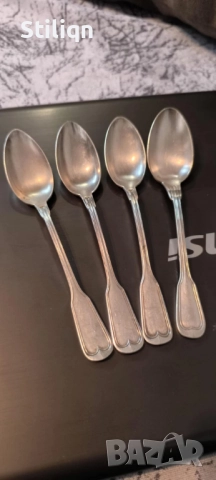Продават се комплект от 4 дълбоко посребрени лъжички за кафе., снимка 3 - Антикварни и старинни предмети - 52869288