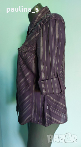 Уникална маркова риза ”Cecil”two-tone patchwork / цвят Аметист , снимка 3 - Ризи - 15473687