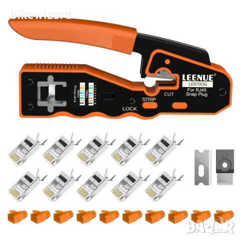 Комплект инструменти за кримпване на RJ45 конектори LEENUE, мрежови инструменти НОВО