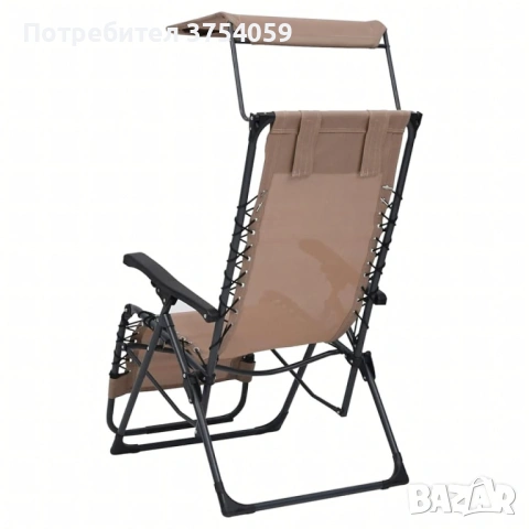 Сгъваем градински шезлонг с нулева гравитация и сенник – комфорт за пълна релаксация, снимка 5 - Градински мебели, декорация  - 53075772