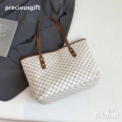 Дамска голяма бяла чанта с панделка, снимка 3 - Чанти - 53289780