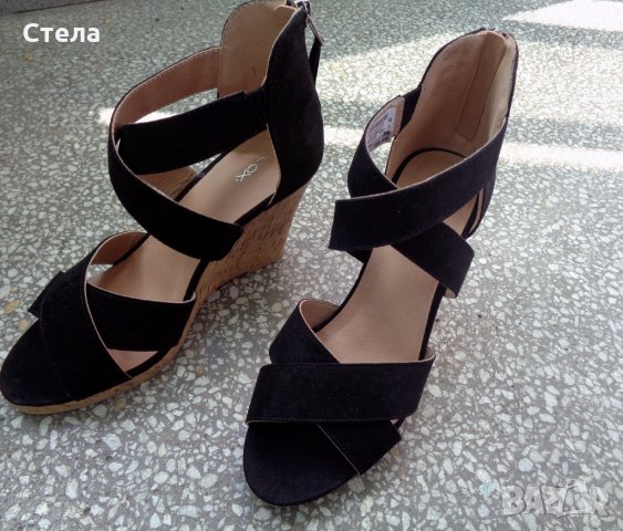 Дамски обувки Cox, нови, черни с беж, снимка 3 - Дамски обувки на ток - 29513806