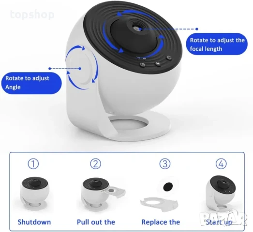 Нов звезден проектор, галактически проектор планетариум, звездно небе с 4K сменяеми 12 диска, снимка 5 - Плейъри, домашно кино, прожектори - 50501491