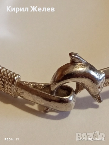 Сребърна гривна с Делфин 🐬 символизира хармония,свобода ювелирна изработка 26364, снимка 7 - Гривни - 52982568