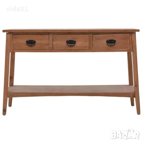 vidaXL Конзолна маса, чамова дървесина масив, 126x40x77,5 cм, кафява（SKU: 246122）, снимка 2 - Маси - 56125353
