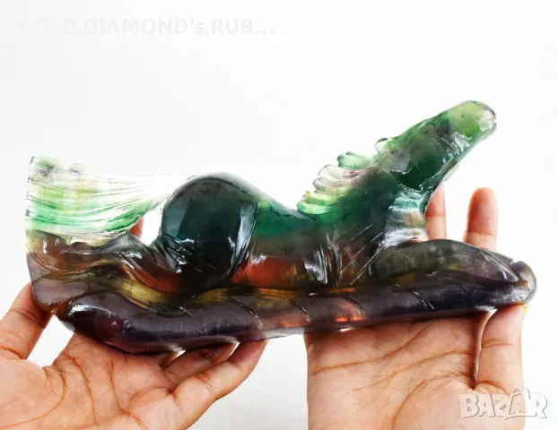 Флуорит ! Истински 5037,00 Cts многоцветен флуорит, ръчно резбован кон, снимка 2 - Антикварни и старинни предмети - 47743668
