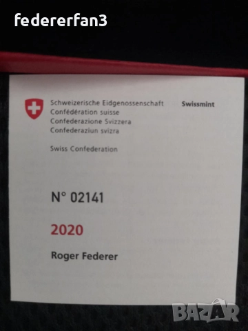 50 CHF Роджър Федерер 2020, златна монета, снимка 3 - Нумизматика и бонистика - 52670511