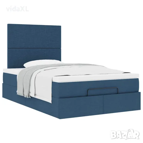 vidaXL Османска легло с матрак, синьо, 120x200 см, плат, снимка 5 - Спални и легла - 56147005