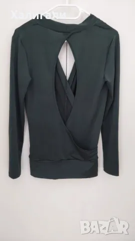 Елегантна блуза от ликра в тъмнозелено Кенсол, снимка 2 - Блузи с дълъг ръкав и пуловери - 50343900