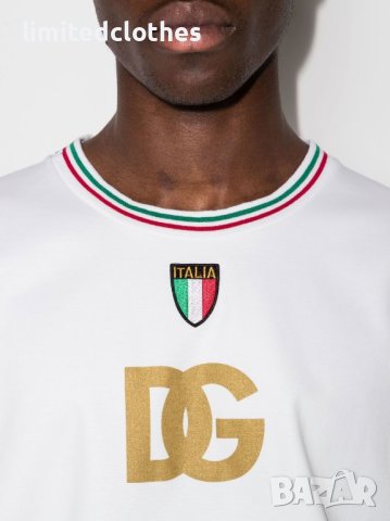 Dolce & Gabbana DG Italy Flag Patch Logo Мъжка Тениска size 50 (L), снимка 3 - Тениски - 40804837