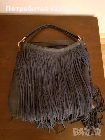 Синя кожена чанта, снимка 2 - Чанти - 35238390