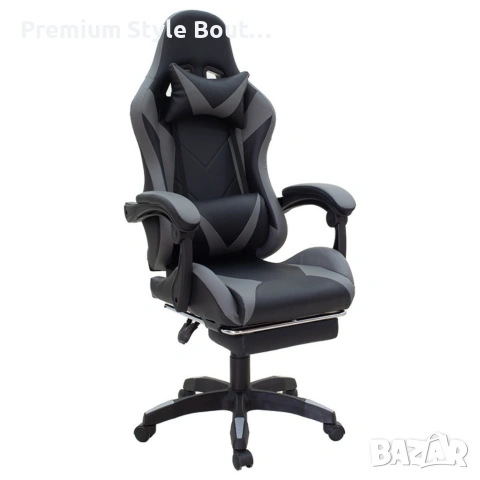 Геймърски стол с релакс механизъм, прибираща се поставка за крака и еко материал, снимка 10 - Столове - 53891679