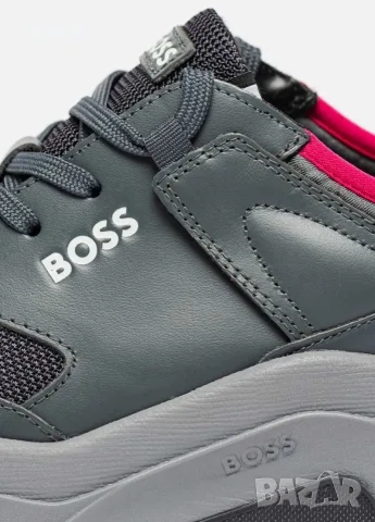 Мъжки кожени спортни обувки Boss Asher с мрежести детайли, снимка 6 - Маратонки - 55771147
