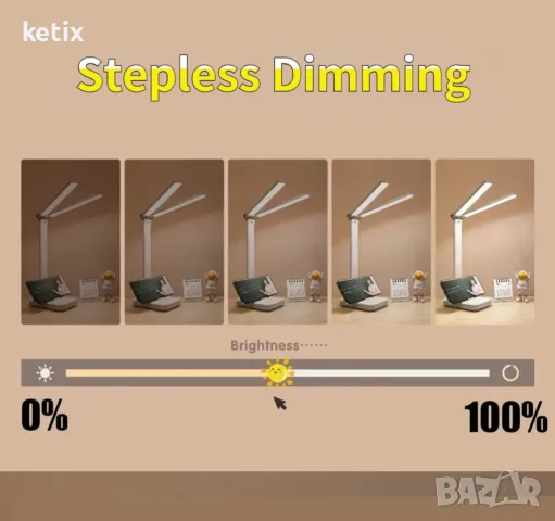 LED настолна лампа,3 нива димируема,сензорна нощна лампа, снимка 4 - Настолни лампи - 48364714