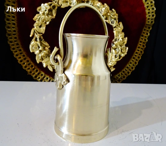 Бронзова кана за ракия,гюм за мляко. , снимка 4 - Антикварни и старинни предмети - 53274853