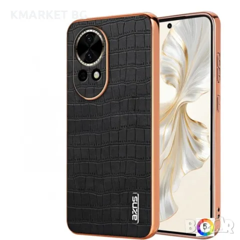 Huawei nova 13 AZNS Electroplated Frame Crocodile Texture Удароустойчив Кожен Калъф и Протектор, снимка 11 - Калъфи, кейсове - 49401884