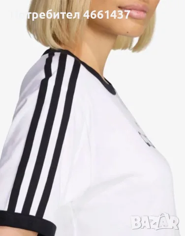 ADIDAS Originals Linear Logo 3-Stripes Tee In Cloud White

