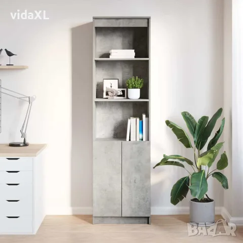 vidaXL Висок шкаф, Бетонно сиво, 50x35x180 cм инженерно дърво, снимка 3 - Бюфети - 56147041