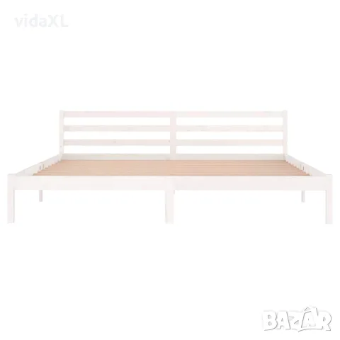 vidaXL Рамка за легло, бор масив, 200x200 см, бяла, снимка 4 - Спални и легла - 56148063