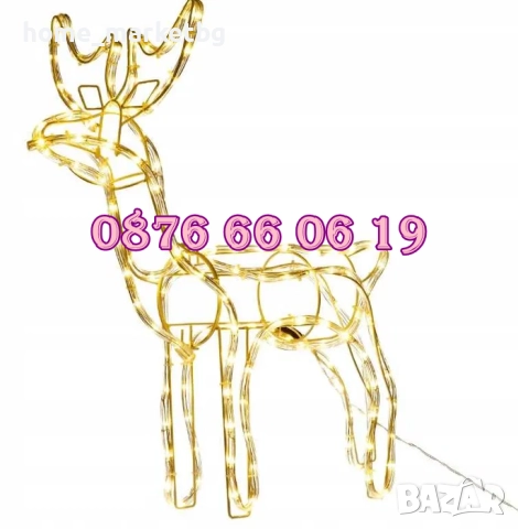 Коледен светещ елен, коледен елен височина 90 см, жълта, бяла или синя светлина, снимка 5 - Декорация за дома - 52429589