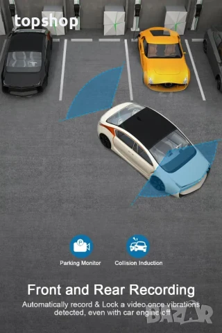 Dashcam предна и задна камера за кола CHORTAU 32GB Карта 1080P 3" IPS Loop Recording, снимка 4 - Аксесоари и консумативи - 50529510