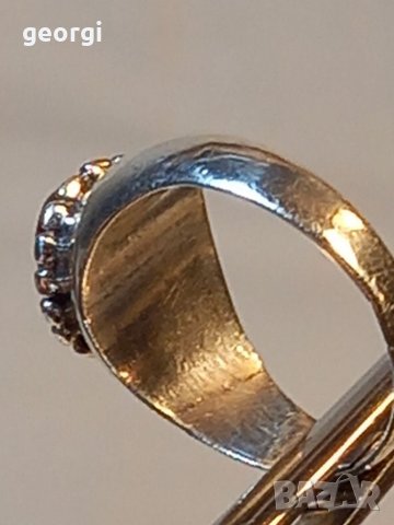Стар сребърен пръстен с червен кехлибар , снимка 5 - Пръстени - 39329129