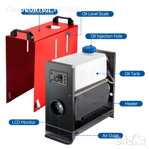 Суха дизелова печка 8 киловата 12 волта преносима, снимка 5 - Аксесоари и консумативи - 52511374