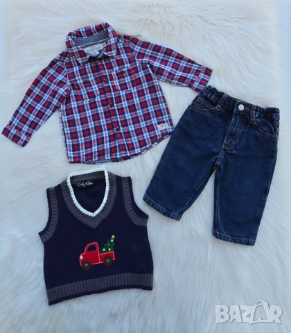 Бебешка риза H&M дънки Next и пуловер 6-9 месеца, снимка 12 - Комплекти за бебе - 52799034