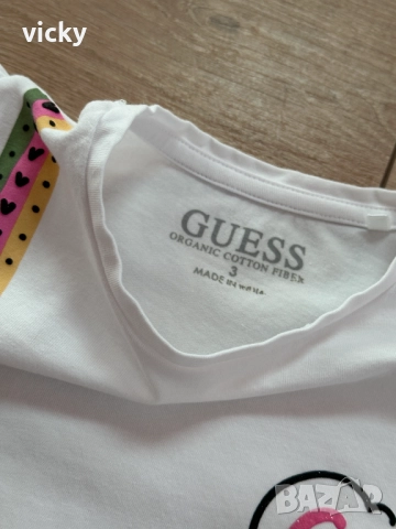 Детска тениска в бяло Guess, размер 96-104см, снимка 4 - Детски тениски и потници - 51790941