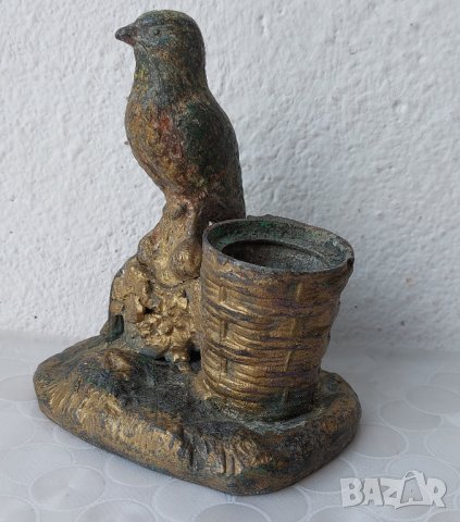 Стара метална мастилница с птиче, пиле, метал, рядка, красива , снимка 8 - Други ценни предмети - 42613024