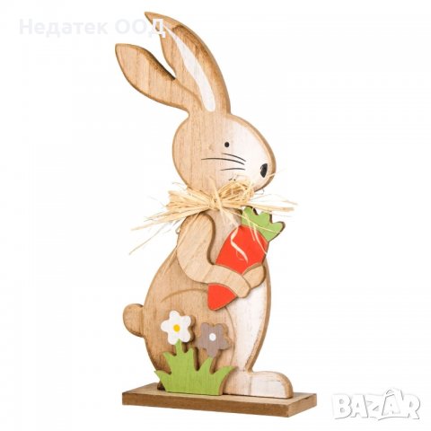 Великденска дървена фигура за декорация на маса, Зайче Морков, 14x5x30 см, снимка 2 - Декорация за дома - 39860763