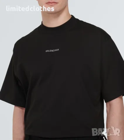 BALENCIAGA Black Reflective Logo Print Relaxed Fit Мъжка / Дамска Тениска size M (L), снимка 5 - Тениски - 47275224