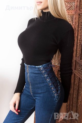 Ново черно поло, снимка 1 - Блузи с дълъг ръкав и пуловери - 35635827