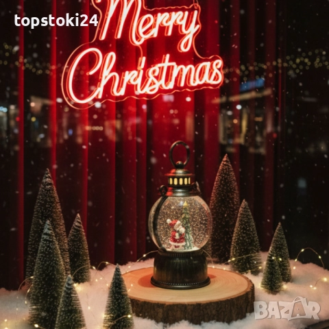 Голям LED коледен фенер с ефект на падащ сняг – приказна светлина и празнична магия, снимка 2 - Други стоки за дома - 52351926