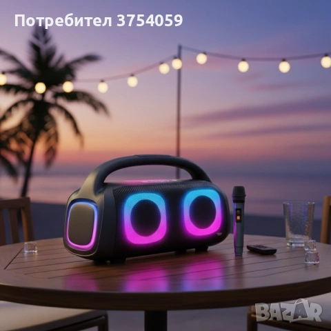 Парти тонколона 2 × 5.25" – 40 W RMS, Bluetooth, RGB LED светлини, батерия 3600 mAh, снимка 3 - Тонколони - 53192922