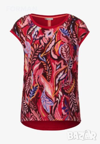 СТРАХОТНА многоцветна блуза в преобладаващи червени цветове, снимка 2 - Тениски - 40865071