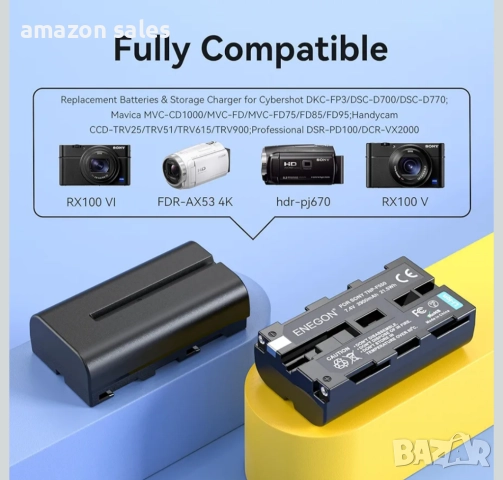 Батерии Enegon NP-F550/570 2бр. по 2900mAh със зарядно 2 слота за Sony, снимка 2 - Батерии, зарядни - 51911316