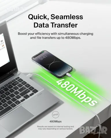 2 броя Belkin плетен USB-A към Lightning кабел 1,5 м - мек, гъвкав кабел за бързо зареждане, бели, снимка 6 - Аксесоари за Apple - 50422965