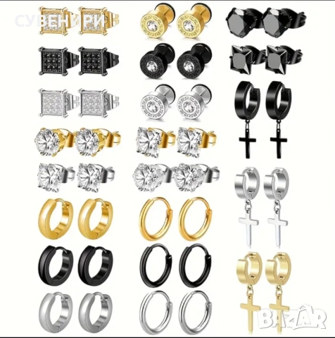 Мъжки обеци от медицинска стомана , снимка 3 - Обеци - 51559698