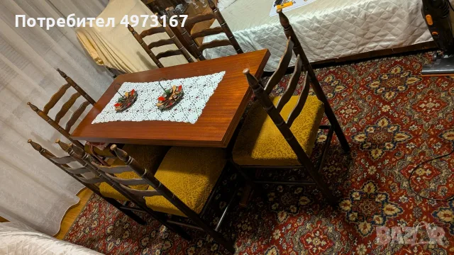 Durvena masa  s 6 stola , снимка 2 - Маси - 56432200
