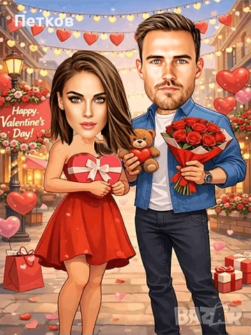 Дигитални карикатури-шарж за свети Валентин и Трифон Зарезан, снимка 13 - Картини - 53117250