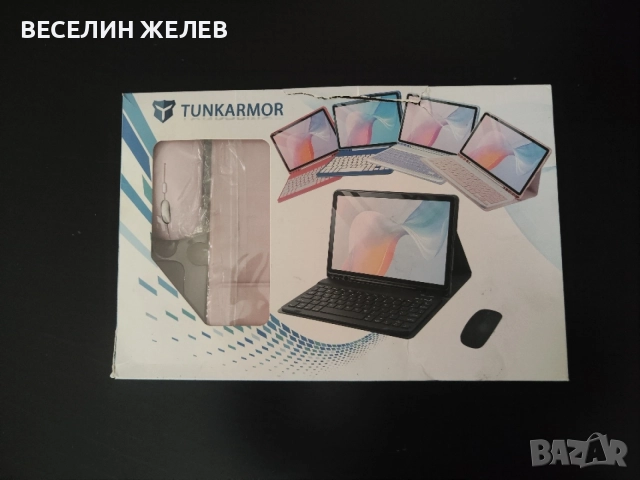 НОВ Кожен Калъф с Bluetooth Клавиатура и Мишка за Samsung Galaxy Tab S7 / S8 / S9 FE – Розов