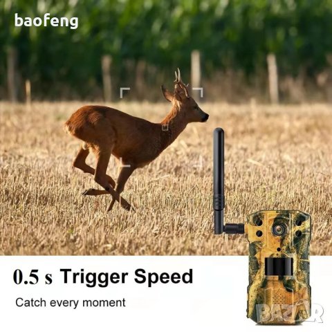 Нови 4G MYAI HC01 LTE Ловна камера 14MP 2.7K двойно аудио APP до 128GB PIR свързване и гледане от ра, снимка 4 - Друга електроника - 42342415